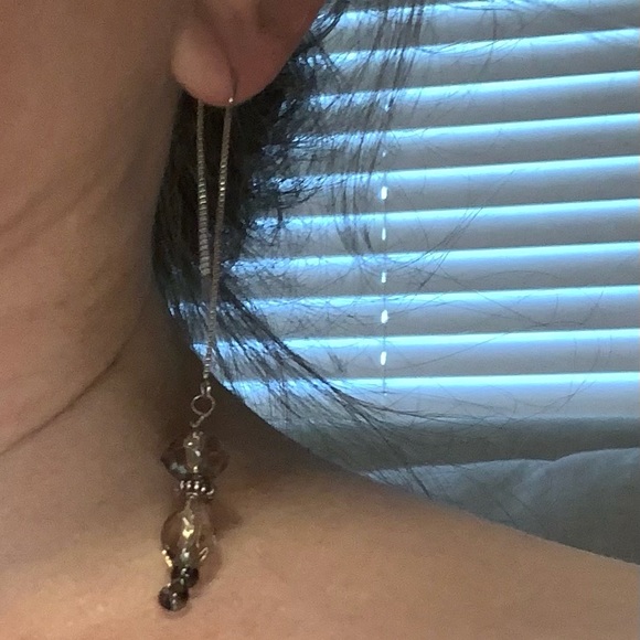 Handmade Smoky Quartz and Sterling Earrings - Picture 3 of 6